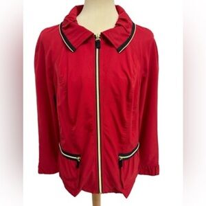 Women’s Zenergy By Chicos Red Full Zip Lightweight Coat Size 2 = 12/14 Large EUC